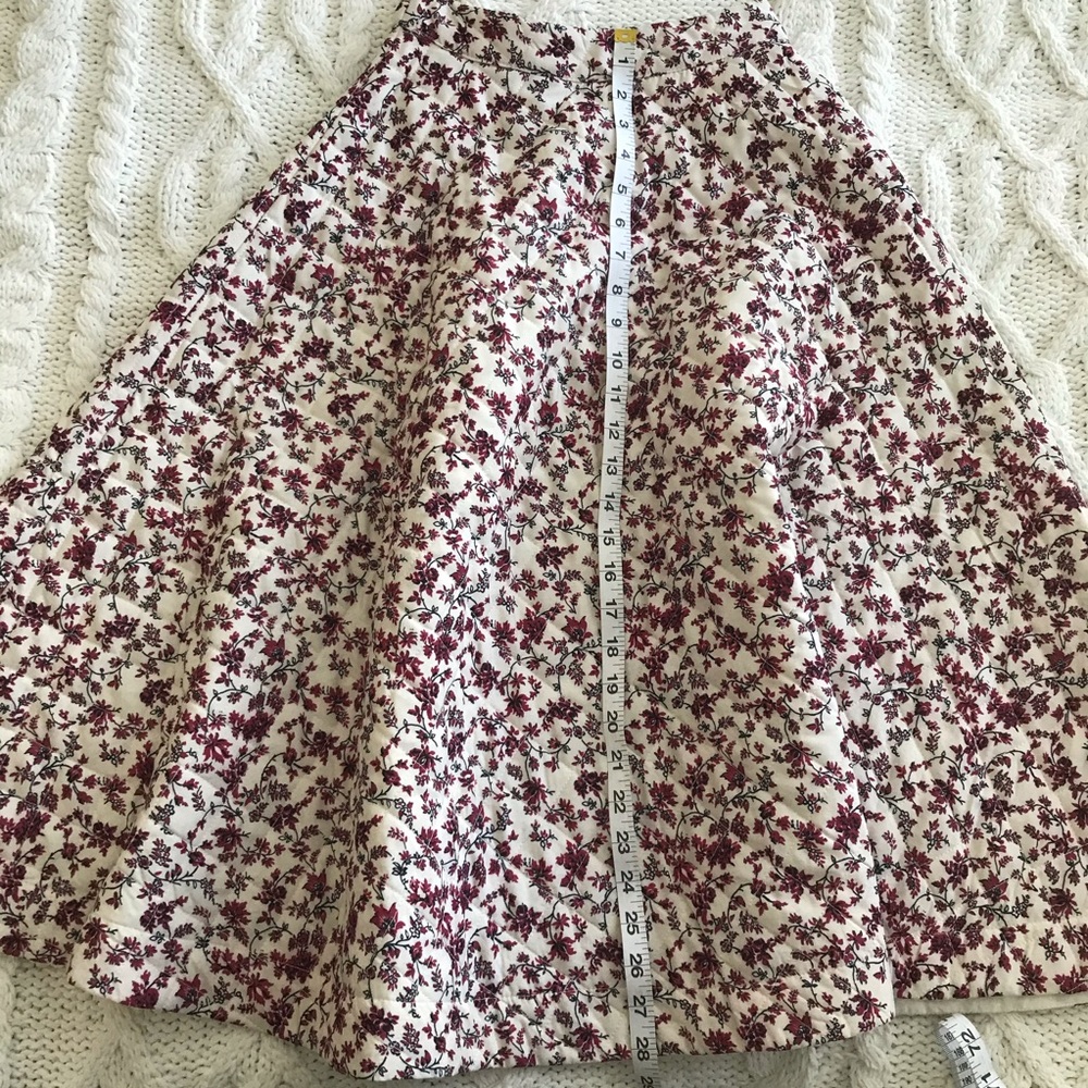 NWT Anthropologie Quilted Floral Prairie Cottagecore Midi Circle Skirt Cream 0 - Picture 12 of 12
